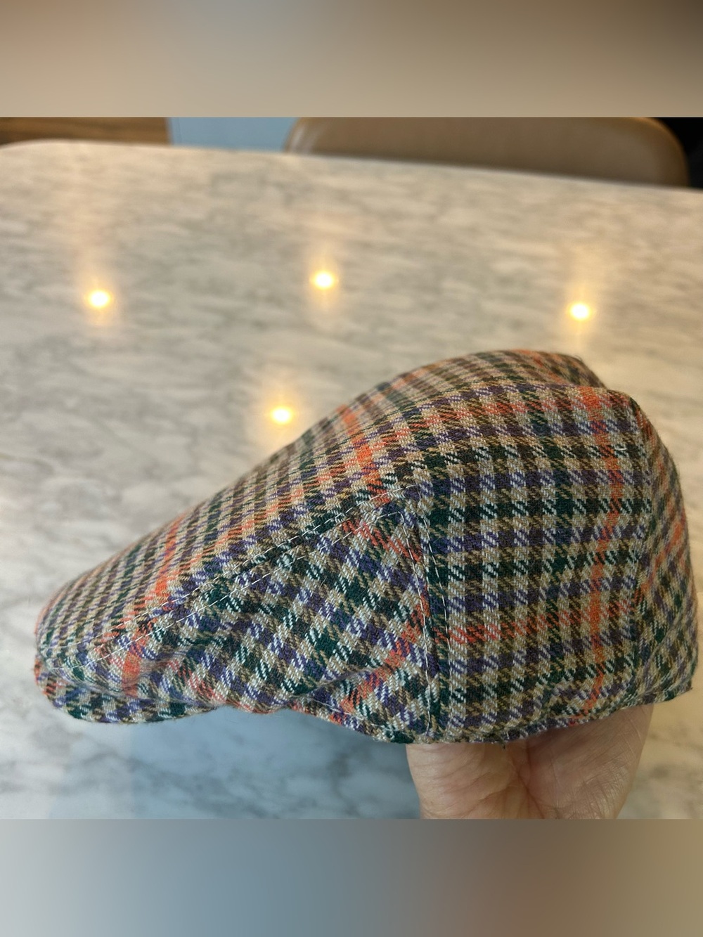 Diadem Multicolor Houndstooth Flat Newsboy Cap Men Size Large approx 23” around - Picture 4 of 9